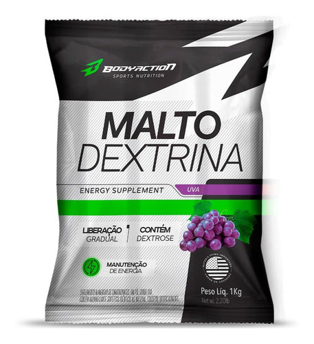 Suplemento Em Pó Bodyaction Malto Dextrina Sabor Uva Em Saco