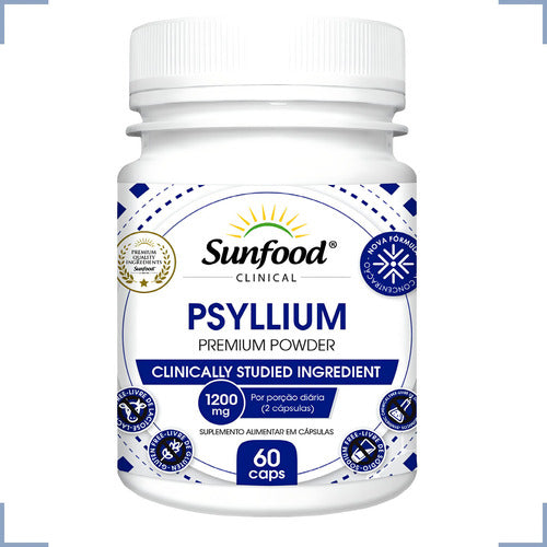 Psyllium 1200mg 60caps Sunfood Fibras Sabor Sem sabor