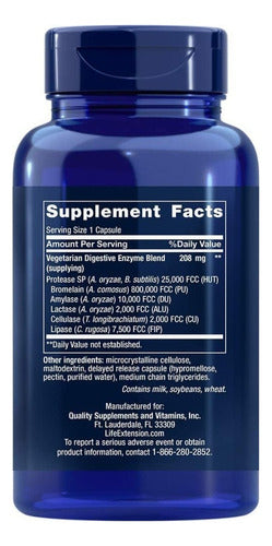 Super Digestive Enzymes 60 Cápsulas Life Extension Sabor Sem Sabor