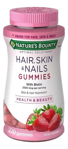 Cabelo, Pele, Unhas, 6000mcg Nature Bounty 230 Gomas Sabor Morango
