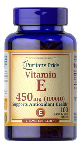 Vitamina E 450mg 1000 Ui 100 Cápsulas Puritans Pride