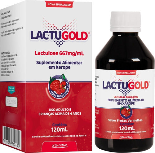 Kit 10x Lactugold 120ml Lactulose Arte Nativa Sabor Frutas Vermelhas