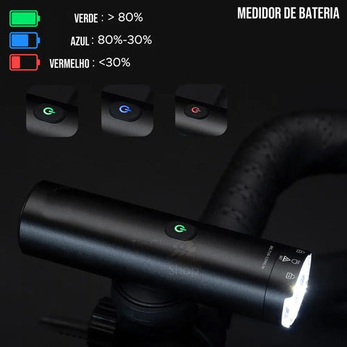 Farol Bike Suporte Garmin Gopro 1200 Lumens Guidão Integrado