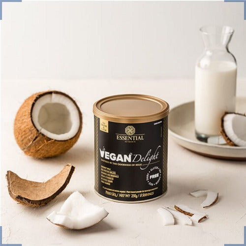 Vegan Delight 240g/8ds Essential Nutrition Bebida Vegetal Sem Sabor Essential Nutrition Pó 250g