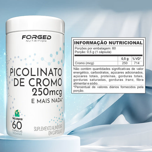 Picolinato De Cromo 250mcg 60 Vegan Caps Forged Nutrition Sem sabor