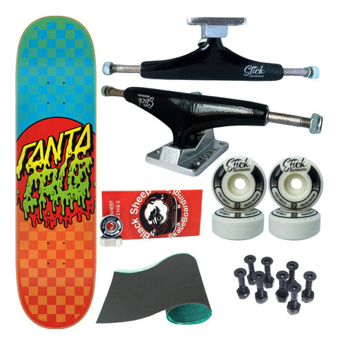 Skate Santa Cruz Completo 8,0mm Truck Istronger139 Fiberglas