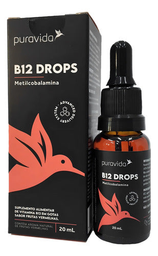 B12 Drops Metilcobalamina 20ml Sabor Frutas Vermelhas Puravida