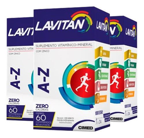 3 Frascos Multivitamínico A Z Lavitan Homem C/ 60 Cps Top