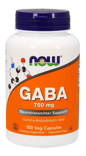 Gaba 750mg 100 Veg Caps Now Foods Sabor Neutro