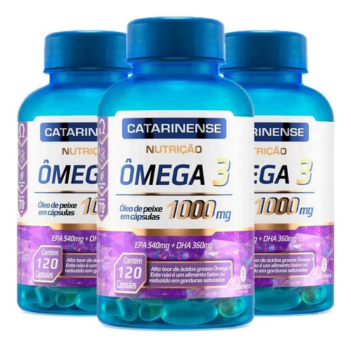 Kit 3 Potes Ômega 3 Catarinense 1000mg 120 Caps