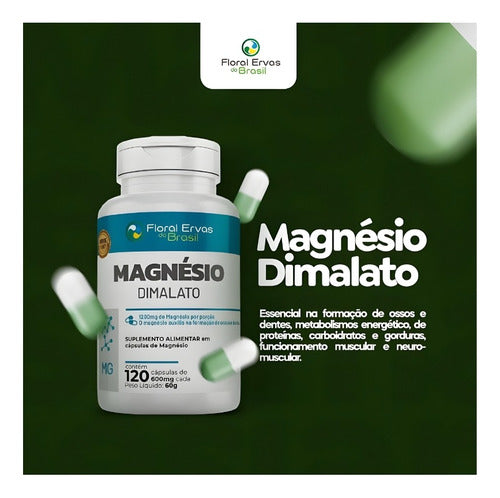 Kit/ 3 Magnésio Dimalato 360 Cáps 600mg Floral Ervas