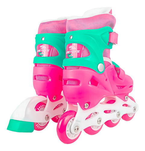 Patins Infantil Triline Inline Com Kit Proteção 30-33 Rosa