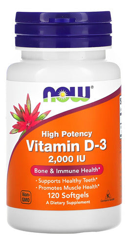 Vitamina D3 2000 Iu Alta Potência Now Foods 120softgls Sabor Sem sabor
