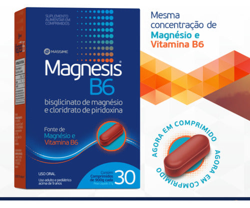 Magnesis B6 30 Comprimidos - Fonte de Magnésio e Vitamina B6