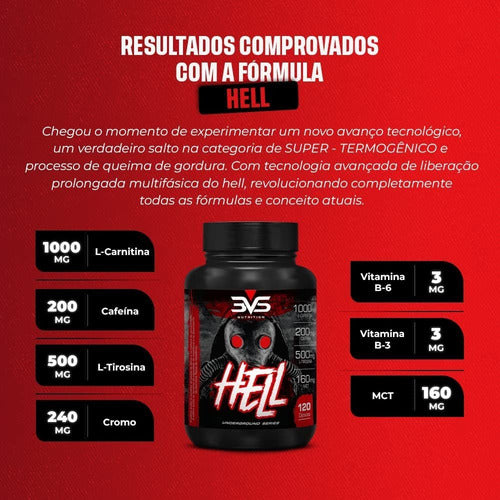 Hell Termogênico 120 Cápsulas - A Combinação Perfeita De 7 Ingredientes Com Cafeína, L-carnitina, L-tirosina, Tcm, Picolinato De Cromo E Vitaminas