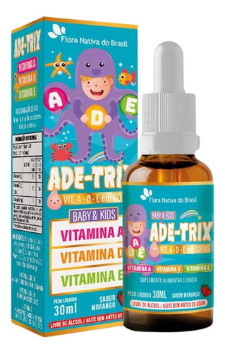 Ade-trix Kids (vit. A D E) 30ml Sabor Morango - Flora Nativa