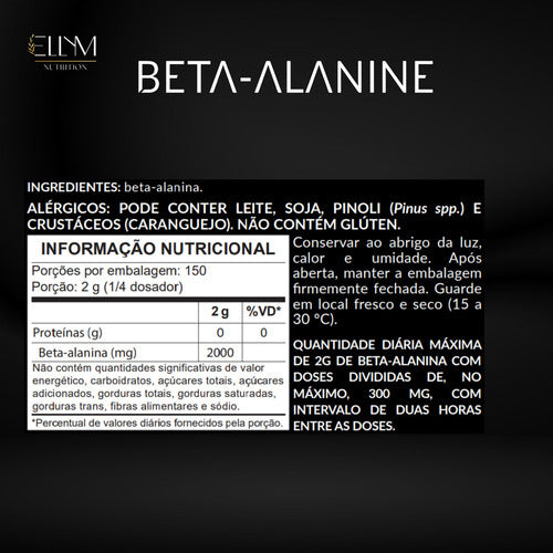 Beta Alanina 300g 100% Pura Suplemento Em Pó Treino  Ellym Nutrition Sabor Sem sabor