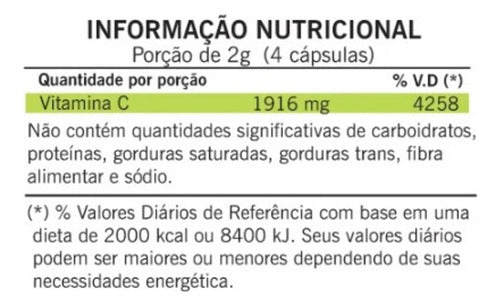 Vitamina C 100% Pura E Concentrada - Fórmula Exclusiva Com 1000mg Por Dose - 120 Cápsulas