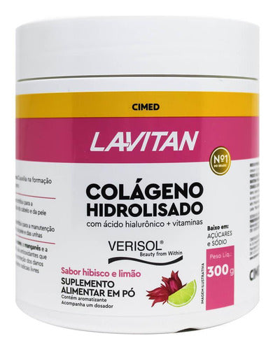 Lavitan Colágeno Hidrolisado Sabor Hibisco E Limão Pote 300g