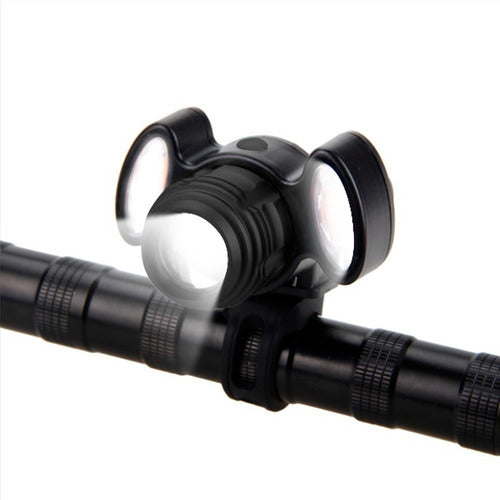 Farol Bike Bicicleta T6 3 Focos E Zoom- Recarregável