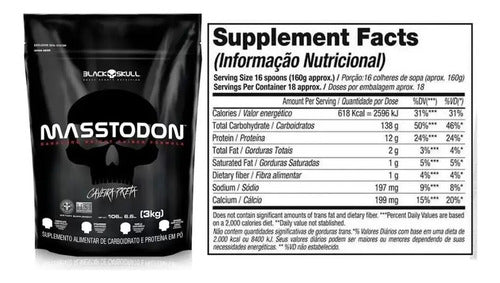 Hipercalórico Masstodon 3kg Black Skull Sabor Baunilha