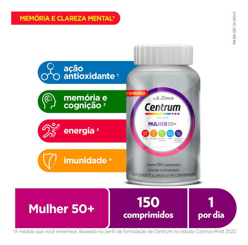 Multivitamínico Centrum Mulher Select 50 + 150 Comprimidos