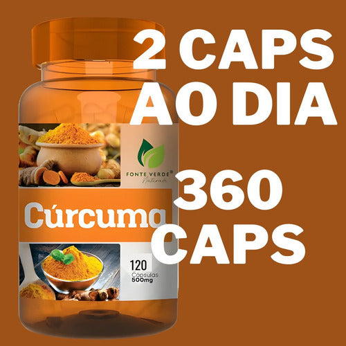 Cúrcuma Longa 360 Cáps 500mg 100% Natural Anti-inflamatório