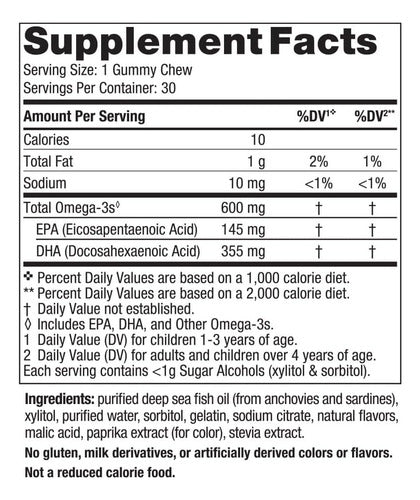 Omega 3 Infantil Criança Dha 600mg 30 Gomas Nordic Naturals Sabor Frutas tropicais