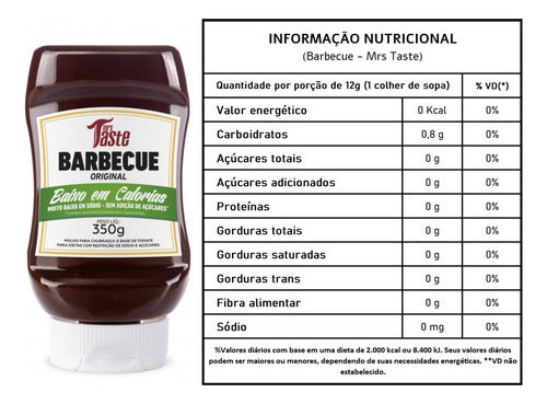 Barbecue Zero Açúcar Baixa Calorias Original Mrs Taste 350g