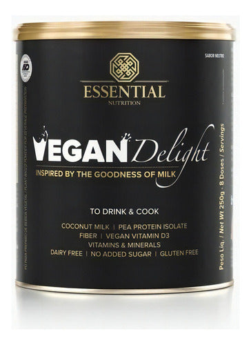 Vegan Delight 240g/8ds Essential Nutrition Bebida Vegetal Sem Sabor Essential Nutrition Pó 250g
