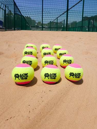 Kit Com 12 Bolas Oficiais De Beach Tênis Lcm - Rosa