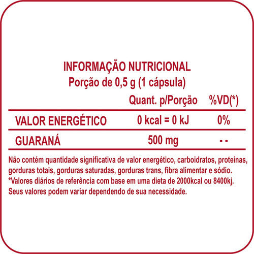 Pó Guaraná 120 Cápsulas 500mg Legitimo Aumenta Concentração