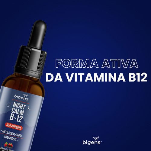 Night Calm B-12: Melatonina + Metilcobalamina 413% Vd Sublingual, Sabor Frutas Vermelhas | Bigens