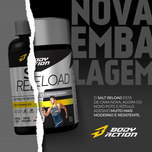 Salt Reload 30 Cápsulas Sal Premium Hidratação - Bodyaction Sabor Sem sabor