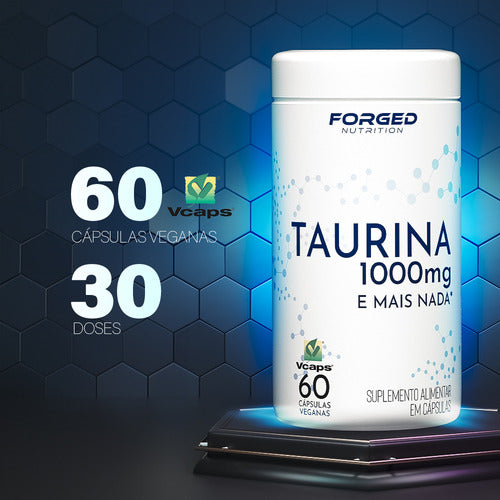 Taurina 1000mg 100% Pura 60 Vegan Caps - Forged Nutrition Sabor Sem sabor
