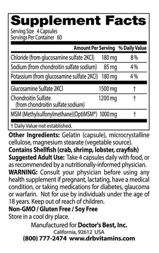Glucosamina Condroitina C/ Optimsm Doctor's Best 240veg Caps