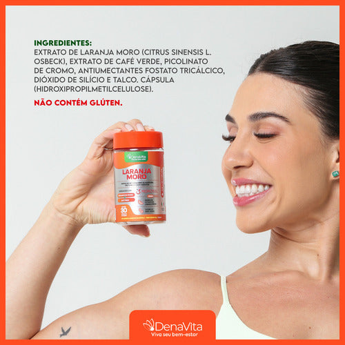 Laranja Moro + Cromo + Café Verde - Denavita Sabor Extrato De Laranja Moro 30 Cápsulas