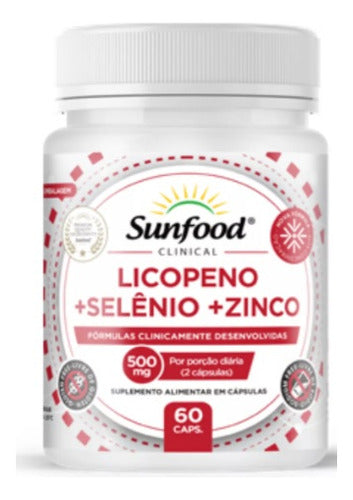 Licopeno De Tomate Selênio Zinco 450 Mg Sunfood 60 Cápsulas