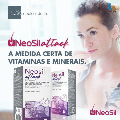 Neosil Attack Com 30 Comprimidos Cabelos Pele E Unhas