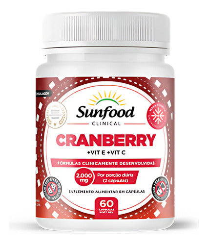 Cranberry Capsulas 2000mg + Vitamina C + Vitamina E 60cáps Sunfood