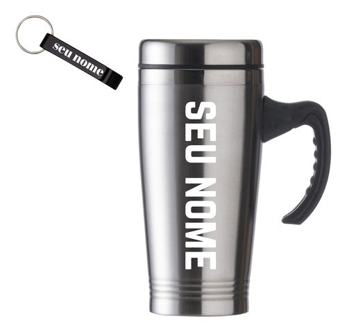 Caneca Copo Squeeze Inox Personalizada Nome Time Logo 450ml