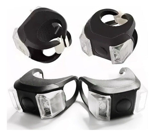 Kit 2 Luz De Segurança Led Duplo Sinalizador Lanterna Bike Cor Preto