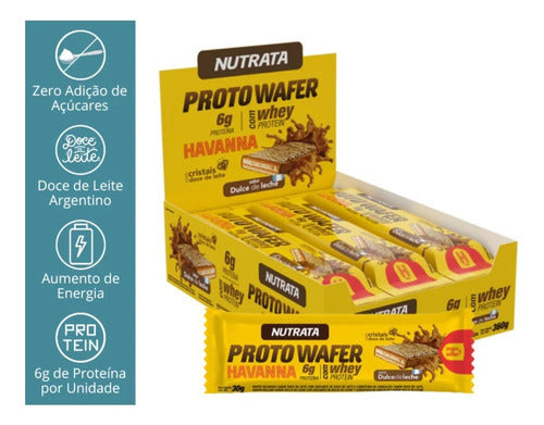 Proto Wafer Protobar Havanna Caixa 12 Unidades - Nutrata Sabor Doce de leite