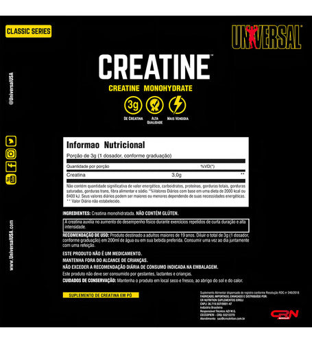 Suplemento Em Pó Creatina Universal Nutrition Aminoácidos Creatina Monohydrate Pote De 200ml + Coqueteleira Universal