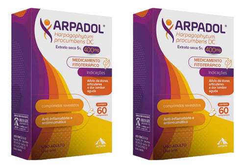 Arpadol 400mg 120cps (kit 2 X 60) - Harpagophytum Procumbens Sabor Sem Sabor