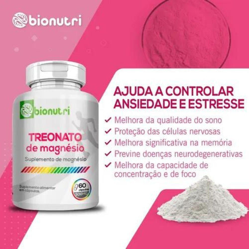 Kit 3 Uni Magnesio L Treonato 500mg Puro Premium 360 Cáps Bionutri