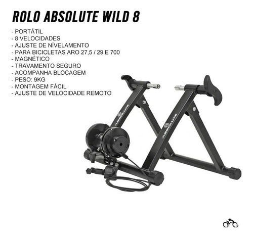 Rolo De Treinamento Bike Absolute Wild 8 Magnético C/ Apoio