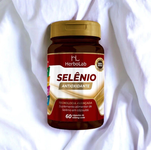 Selênio antioxidante 60 cápsulas 400mg HerboLab antienvelhecimento sem sabor