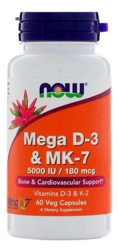 Now Foods Mega Vitamina D3 5.000ui & K2 Mk-7 180mcg 60 Cápsulas
