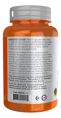 Zma Now Sports Zinco Magnésio Vitamina B6 90 Caps Sabor Sem sabor